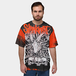 Футболка оверсайз мужская Slipknot черепа, цвет: 3D-принт — фото 2