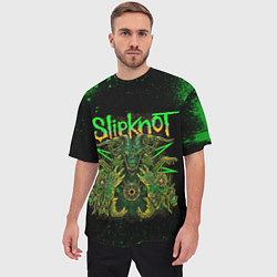 Футболка оверсайз мужская Slipknot green satan, цвет: 3D-принт — фото 2