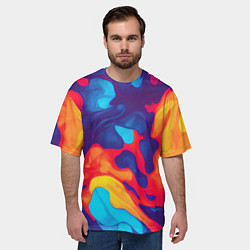 Футболка оверсайз мужская Пестрые красочные разводы, цвет: 3D-принт — фото 2
