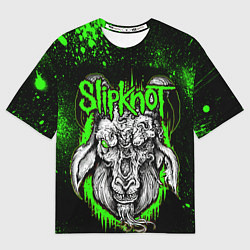 Футболка оверсайз мужская Slipknot зеленый козел, цвет: 3D-принт