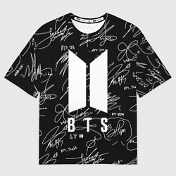 Футболка оверсайз мужская BTS - Автографы, цвет: 3D-принт
