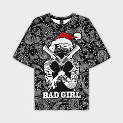 Футболка оверсайз мужская Bad girl with guns in a bandana, цвет: 3D-принт