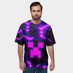 Футболка оверсайз мужская Майнкрафт розовый, цвет: 3D-принт — фото 2