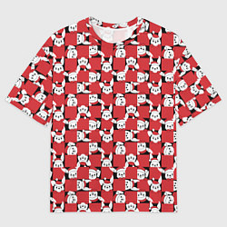 Футболка оверсайз мужская Кролики в красных шапках, цвет: 3D-принт