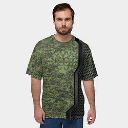 Футболка оверсайз мужская Камуфляж РОССИЯ с железной вставкой, цвет: 3D-принт — фото 2