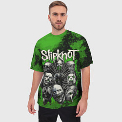 Футболка оверсайз мужская Slipknot green abstract, цвет: 3D-принт — фото 2