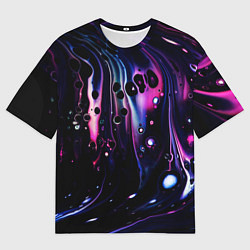 Футболка оверсайз мужская Фиолетовая вода и краски, цвет: 3D-принт