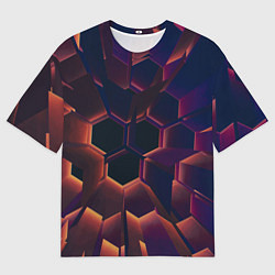Футболка оверсайз мужская Абстрактные металл и лучи, цвет: 3D-принт