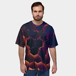 Футболка оверсайз мужская Абстрактные металл и лучи, цвет: 3D-принт — фото 2