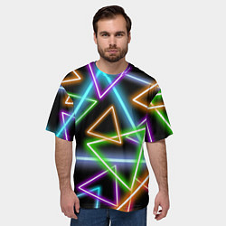 Футболка оверсайз мужская Неоновые треугольники - текстура, цвет: 3D-принт — фото 2