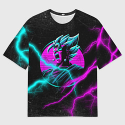 Футболка оверсайз мужская Неоновый Гоку Блек молния lightning, цвет: 3D-принт