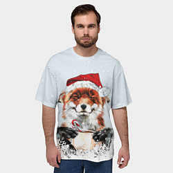 Футболка оверсайз мужская Merry Christmas foxy, цвет: 3D-принт — фото 2
