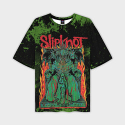 Футболка оверсайз мужская Slipknot green satan, цвет: 3D-принт
