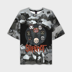 Футболка оверсайз мужская Slipknot объемные плиты black, цвет: 3D-принт