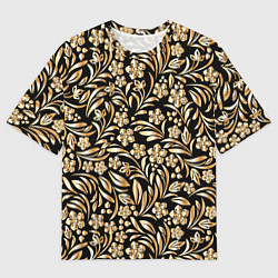 Футболка оверсайз мужская Золотые узоры - цветы, цвет: 3D-принт