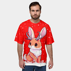 Футболка оверсайз мужская Кролик олень - кролик с рожками, цвет: 3D-принт — фото 2