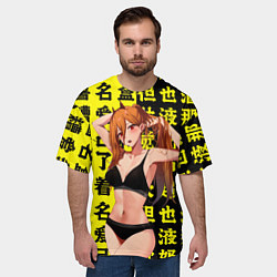 Футболка оверсайз мужская Пауэр в купальнике - Чел бензопила, цвет: 3D-принт — фото 2