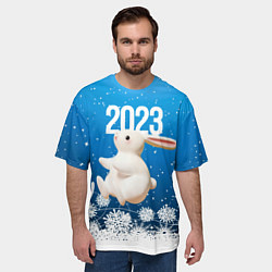 Футболка оверсайз мужская Белый большой кролик, цвет: 3D-принт — фото 2