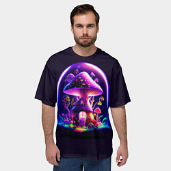 Футболка оверсайз мужская Волшебный неоновый гриб в банке, цвет: 3D-принт — фото 2