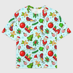 Футболка оверсайз мужская Новогодний паттерн, цвет: 3D-принт