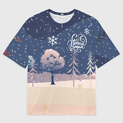 Футболка оверсайз мужская Новый год ночь, цвет: 3D-принт