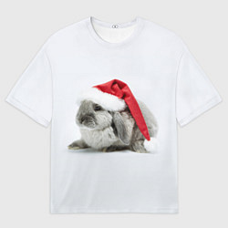 Футболка оверсайз мужская Рождественский кролик - 2023, цвет: 3D-принт