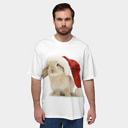 Футболка оверсайз мужская Новогодний кролик - 2023, цвет: 3D-принт — фото 2