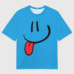 Футболка оверсайз мужская Смайлик дразнится, цвет: 3D-принт