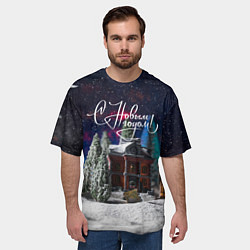 Футболка оверсайз мужская С новым годом - новогодняя ночь, цвет: 3D-принт — фото 2