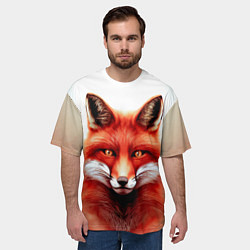 Футболка оверсайз мужская Пламенный лис, цвет: 3D-принт — фото 2
