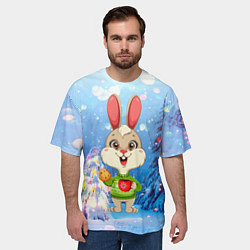 Футболка оверсайз мужская Зайчик с кофе, цвет: 3D-принт — фото 2