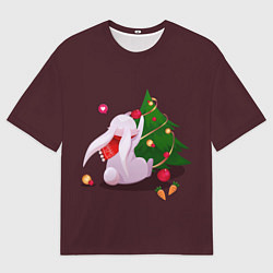 Футболка оверсайз мужская Милый новогодний кролик 2023, цвет: 3D-принт
