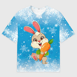 Футболка оверсайз мужская Зайчик с морковкой 2023, цвет: 3D-принт