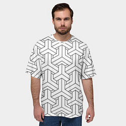 Футболка оверсайз мужская Мозаичный чёрно-белый паттерн, цвет: 3D-принт — фото 2