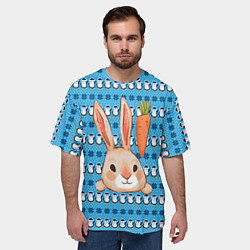 Футболка оверсайз мужская Заяц и морковка, цвет: 3D-принт — фото 2