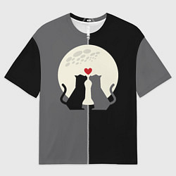 Футболка оверсайз мужская Котики под луной, цвет: 3D-принт