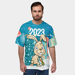 Футболка оверсайз мужская Кролик у елочки, цвет: 3D-принт — фото 2