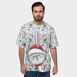 Футболка оверсайз мужская Милый новогодний зайка, цвет: 3D-принт — фото 2