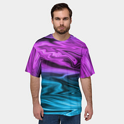 Футболка оверсайз мужская Синий с фиолетовым размытый абстрактный узор, цвет: 3D-принт — фото 2