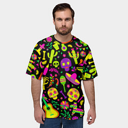 Футболка оверсайз мужская Mexican motifs, цвет: 3D-принт — фото 2