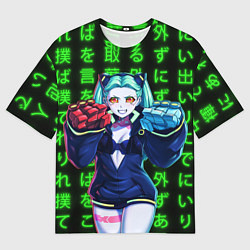 Футболка оверсайз мужская Неоновые иероглифы - Rebecca, цвет: 3D-принт