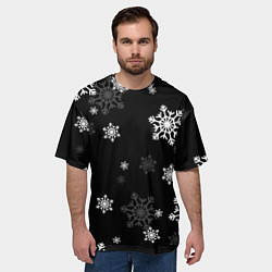 Футболка оверсайз мужская Новогодние снежинки, цвет: 3D-принт — фото 2