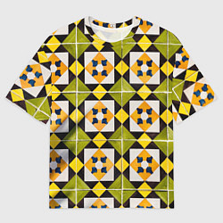 Мужская футболка оверсайз Геометрический золотистый паттерн