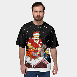 Футболка оверсайз мужская Симпсоны новогодний, цвет: 3D-принт — фото 2