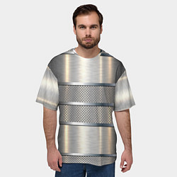 Футболка оверсайз мужская Металлические полосы - текстура алюминия, цвет: 3D-принт — фото 2