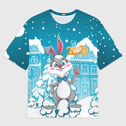 Футболка оверсайз мужская Заяц - новый год, цвет: 3D-принт