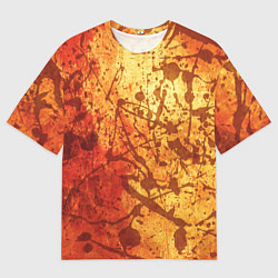 Футболка оверсайз мужская Текстура - Orange in dark splashes, цвет: 3D-принт