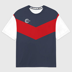 Мужская футболка оверсайз FIRM темно-синий с красной полосой