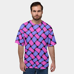 Футболка оверсайз мужская Фиолетово-сиреневая плетёнка - оптическая иллюзия, цвет: 3D-принт — фото 2