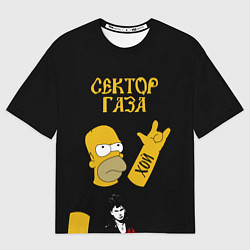 Футболка оверсайз мужская Сектор Газа Гомер Симпсон рокер, цвет: 3D-принт